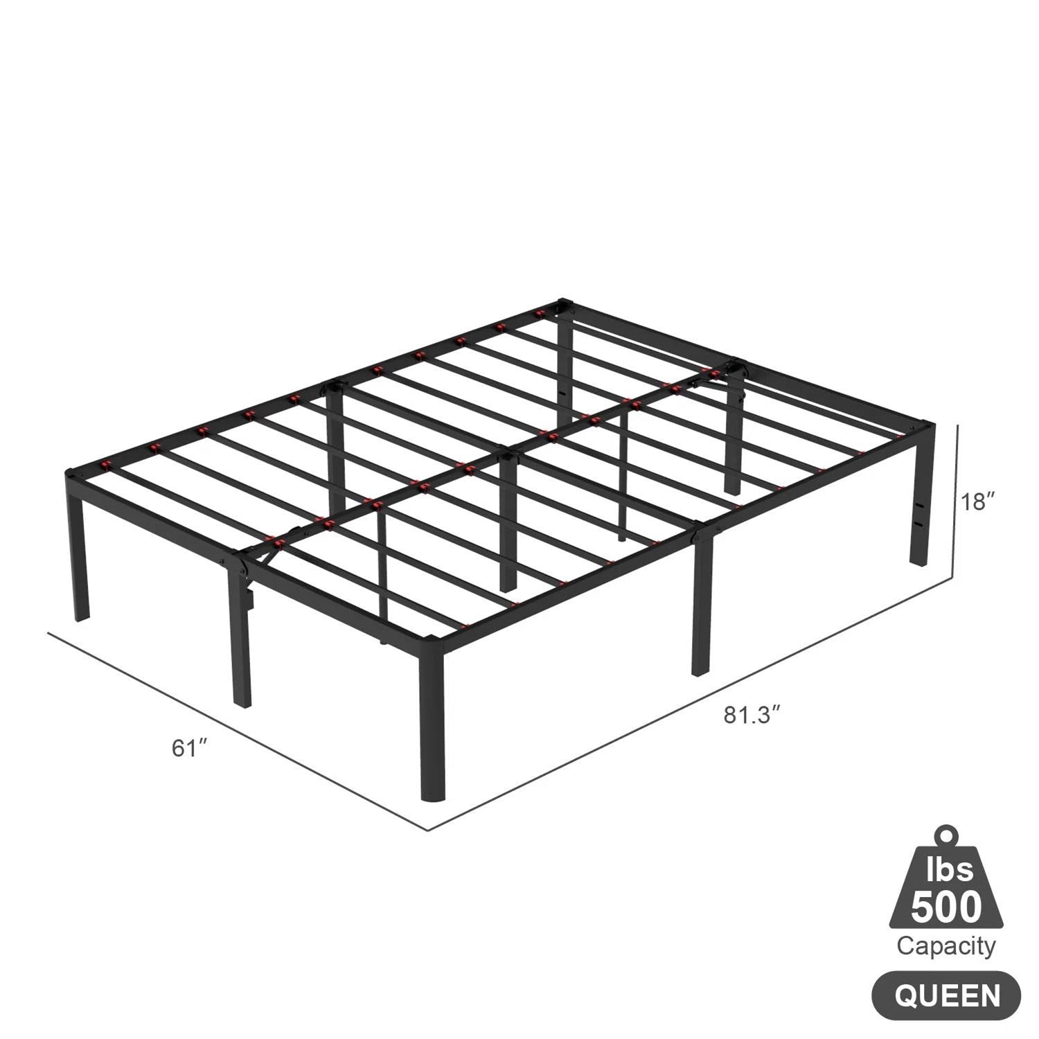 Queen 18-inch Rounded Edge Corners Metal Bed Frame with Under-bed Storage Space-4