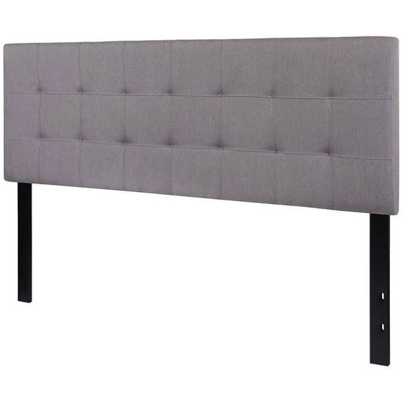 Queen size Modern Light Grey Fabric Upholstered Panel Headboard-0