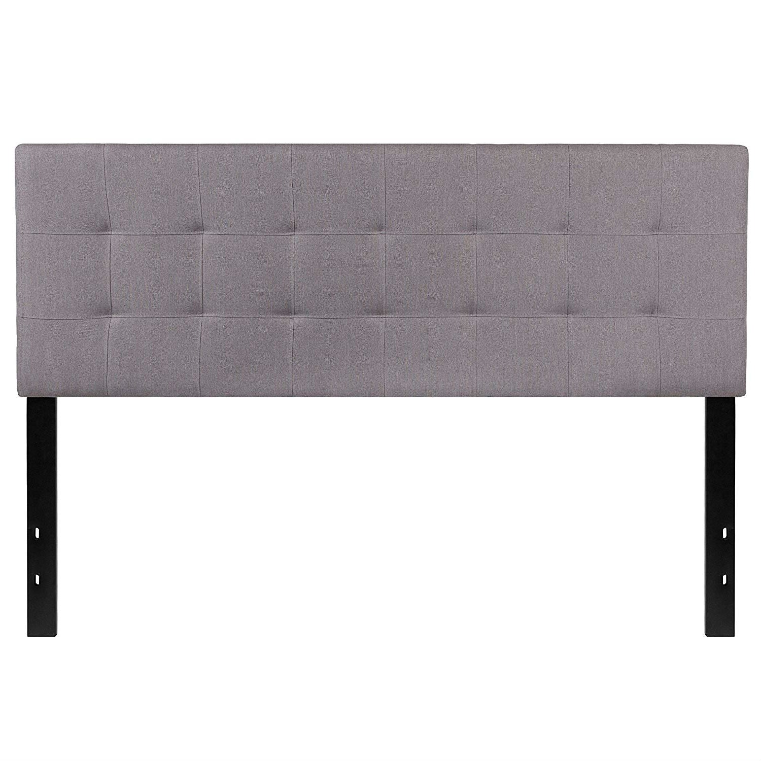 Queen size Modern Light Grey Fabric Upholstered Panel Headboard-1