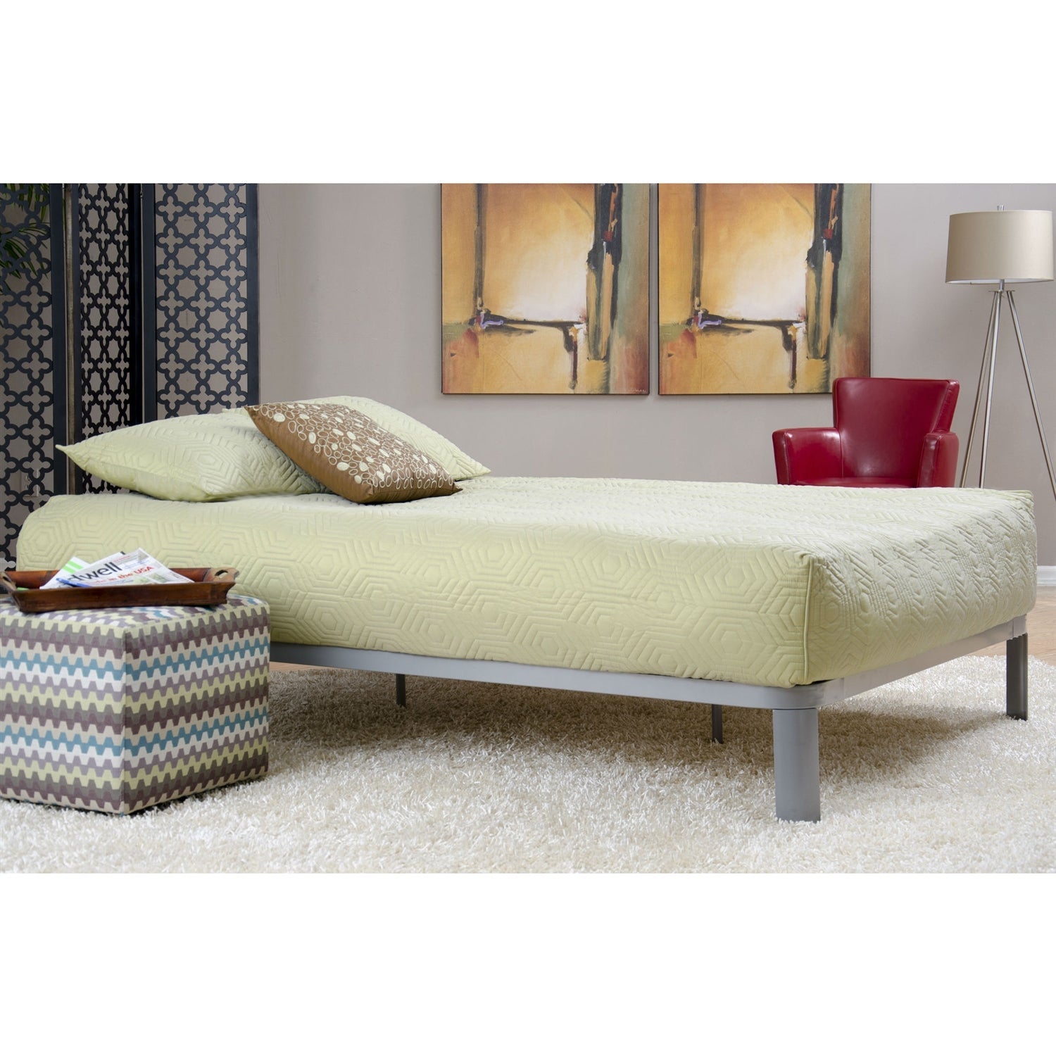 Queen size Luna Metal Platform Bed Frame with Wood Slats-2