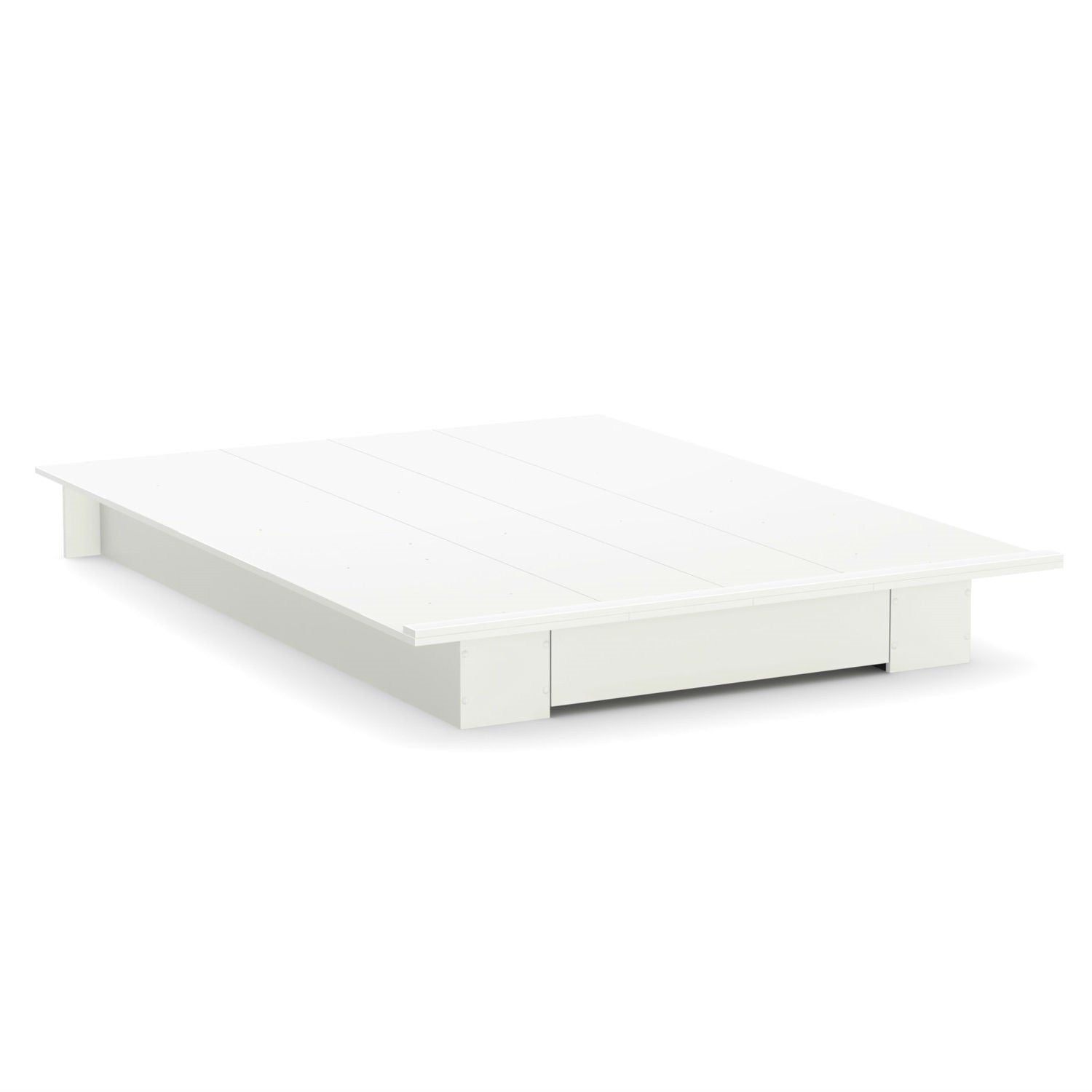 Queen size White Modern Platform Bed Frame with Bottom Storage Drawer-1