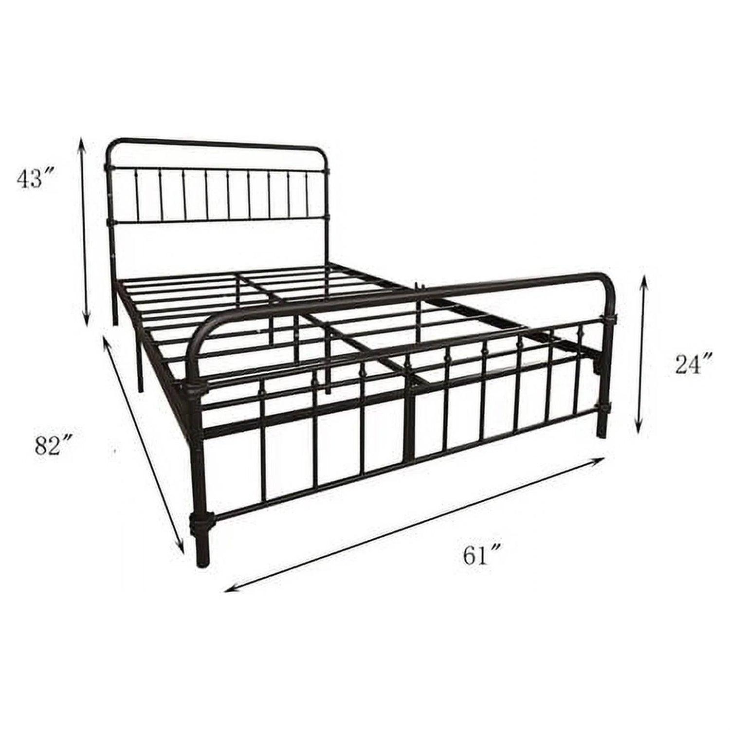 Queen Classic Farmhouse Black Metal Bed Frame with Rounded Headboard Footboard-4