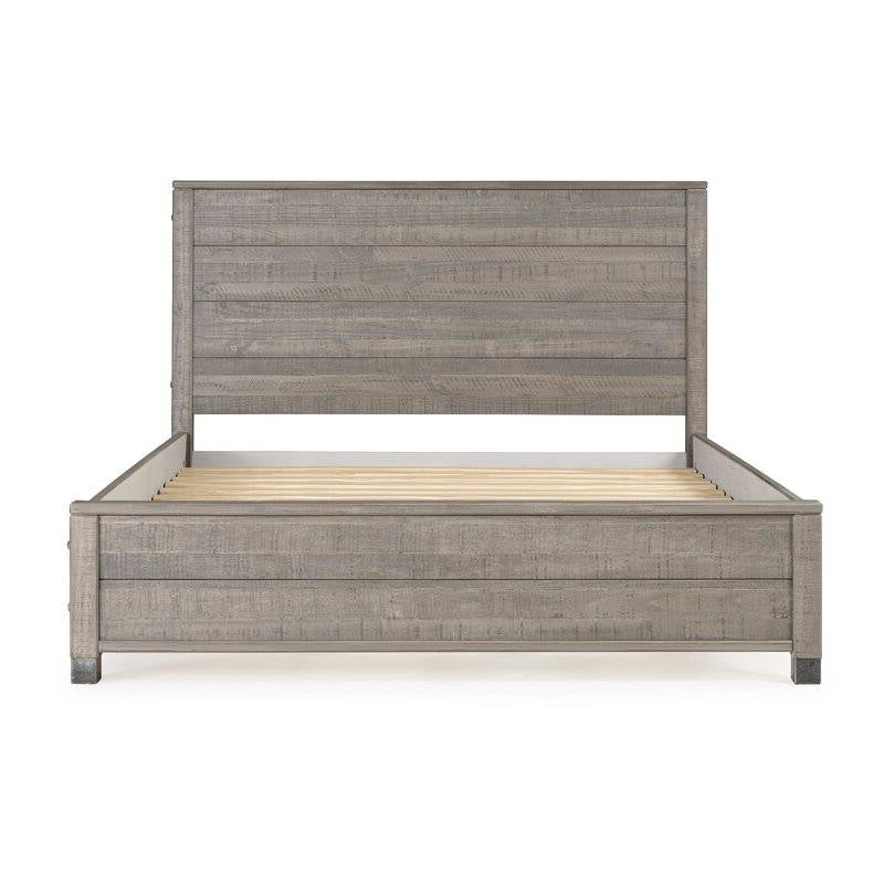 Queen Solid Wooden Platform Bed Frame with Headboard in Grey Wood Finish-0