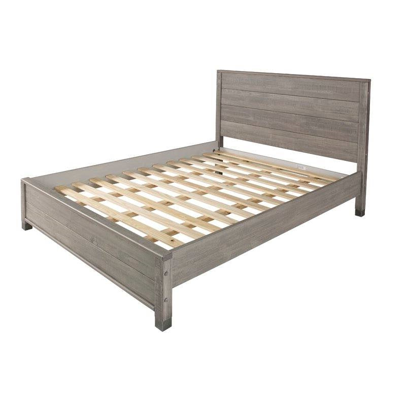 Queen Solid Wooden Platform Bed Frame with Headboard in Grey Wood Finish-3