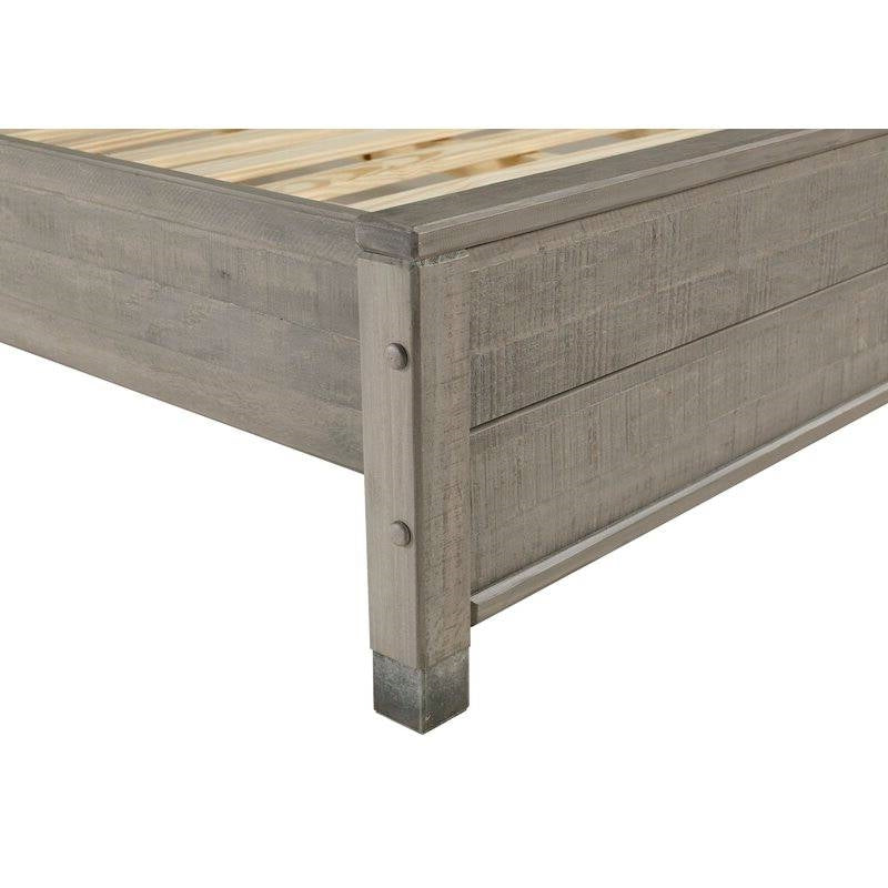 Queen Solid Wooden Platform Bed Frame with Headboard in Grey Wood Finish-4