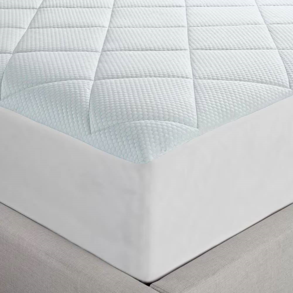 Queen size Washable Quilted Mattress Pad with Elastic Fitted Skirt-2