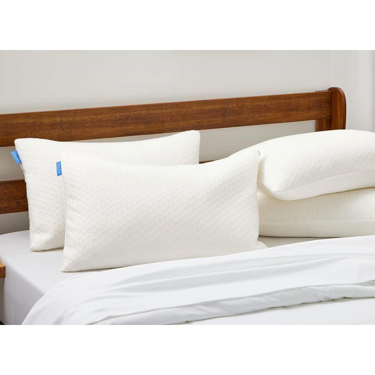 Set of 2 Queen Shredded Memory Foam Pillows with Luxury Bamboo Breathable Cover-2