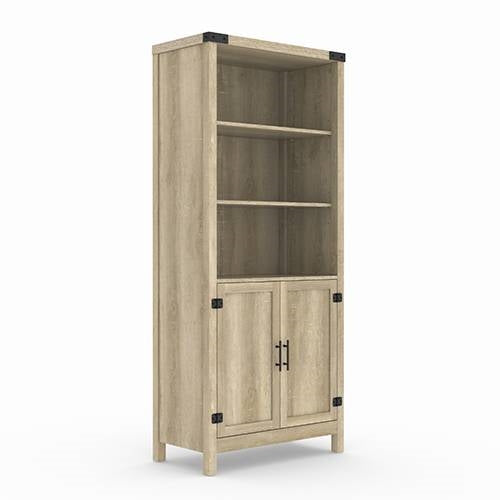 FarmHome Oak 3 Adjustable Shelves Entryway Bookcase Storage Cabinet-0