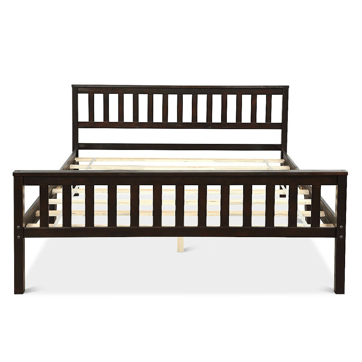 Queen Wood Platform Bed Frame with Headboard and Footboard in Espresso-2