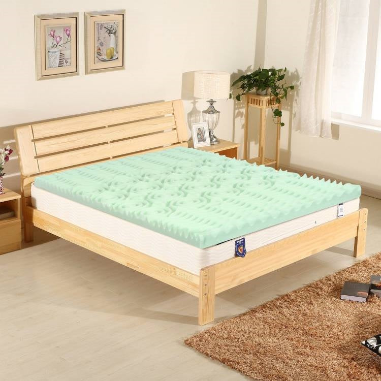 Queen size 3-inch Thick Green Ergonomic Breathable Air Foam Mattress Topper-2