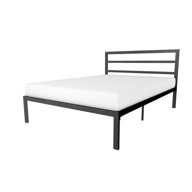 Queen Black Metal Platform Bed Frame with Headboard Included-3