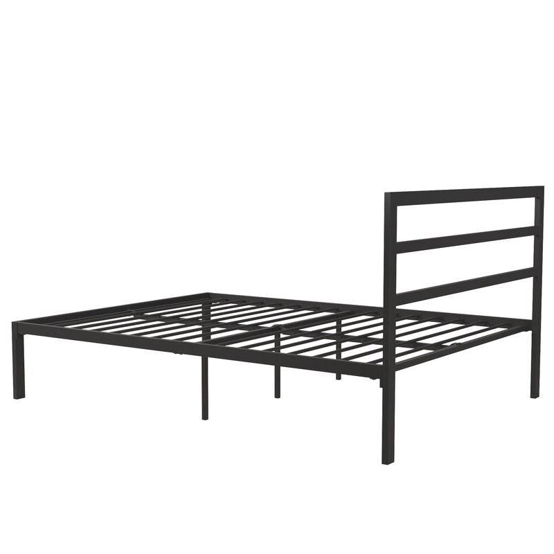 Queen Black Metal Platform Bed Frame with Headboard Included-4