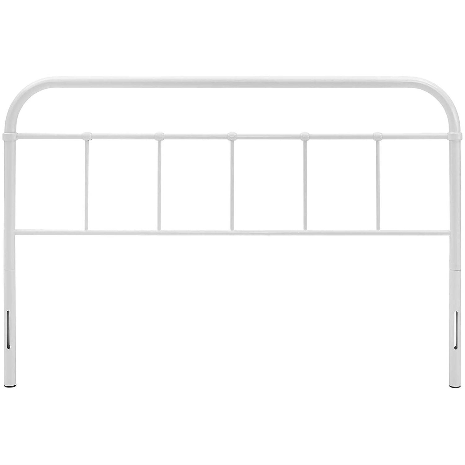 Queen size Vintage White Metal Headboard with Round Corners-1