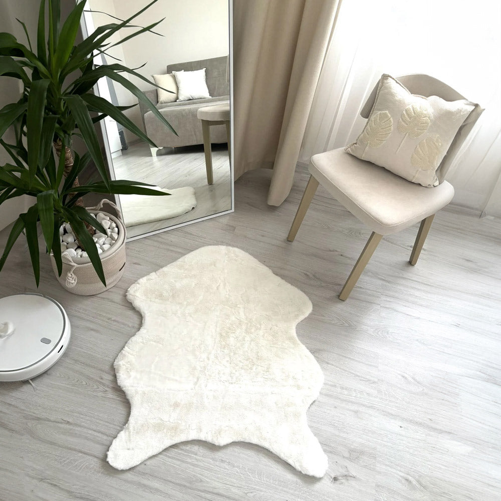 Cream Rabbit Plush Rug