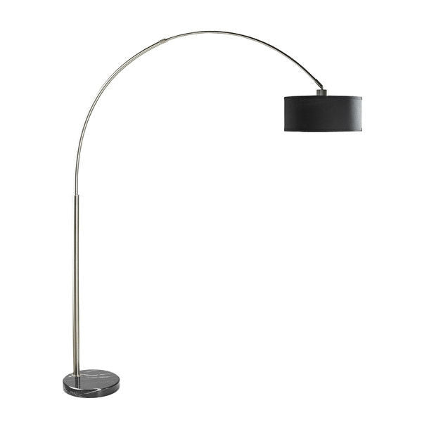 Modern 81-inch Tall Arch Floor Lamp with Black Drum Shade and Marble Base-0