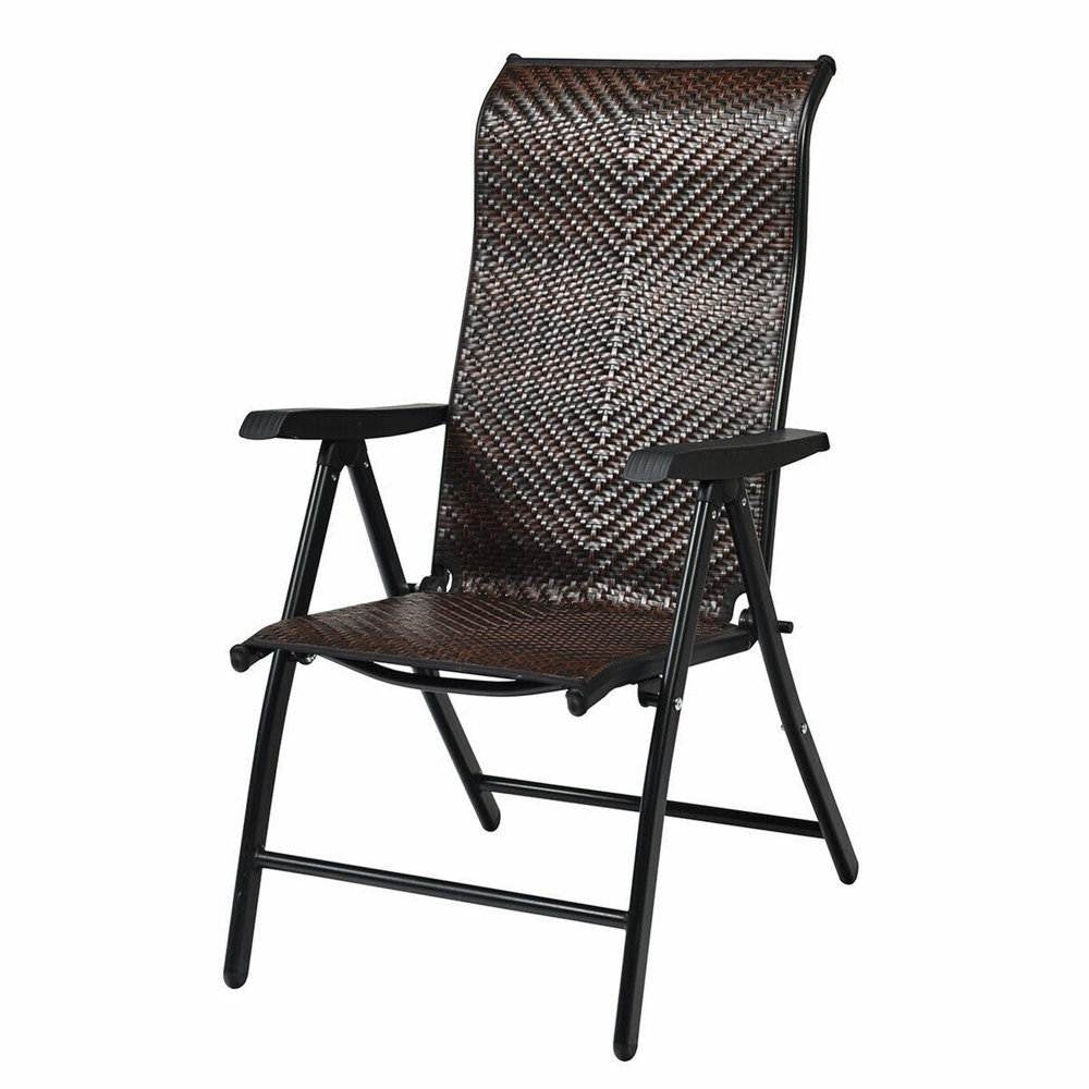 Outdoor Heavy Duty Dark Brown Rattan Folding Patio Chair-1