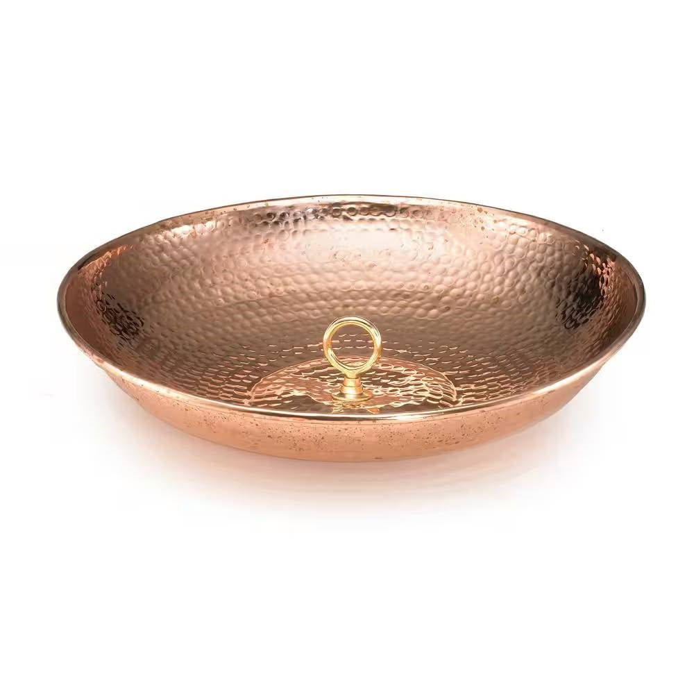 Hand Hammered Copper Polished Rain Chain Basin - 16.5 inch Diameter-1