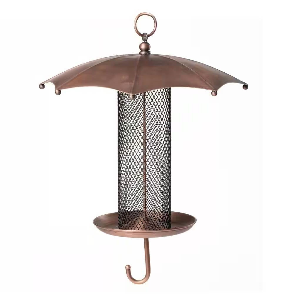 Copper Umbrella Bird Feeder with Mesh Tube Revivor - 3.5 lbs. Seed Capacity-3