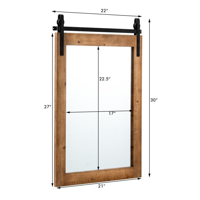 30 x 22 Inch Rustic FarmHouse Wall Mounted Bathroom Mirror-3