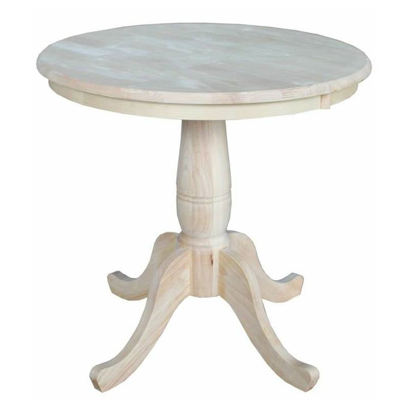 Round 30-inch Unfinished Solid Wood Dining Table with Pedestal Base-0