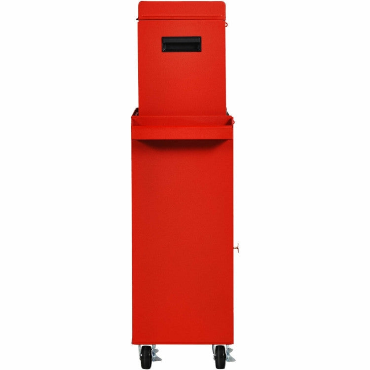 Red Heavy Duty Steel Lockable Rolling Tool Chest Mobile Garage Storage Cart-3