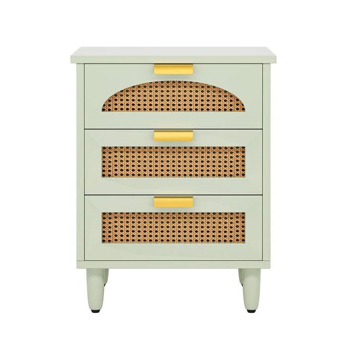 Retro Mid-Century Modern 3 Drawer Bedside Table Nightstand in Mint Green-0