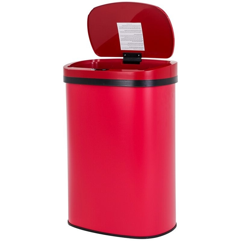 Red 13 Gallon Stainless Steel Motion Sensor Trash Can-1