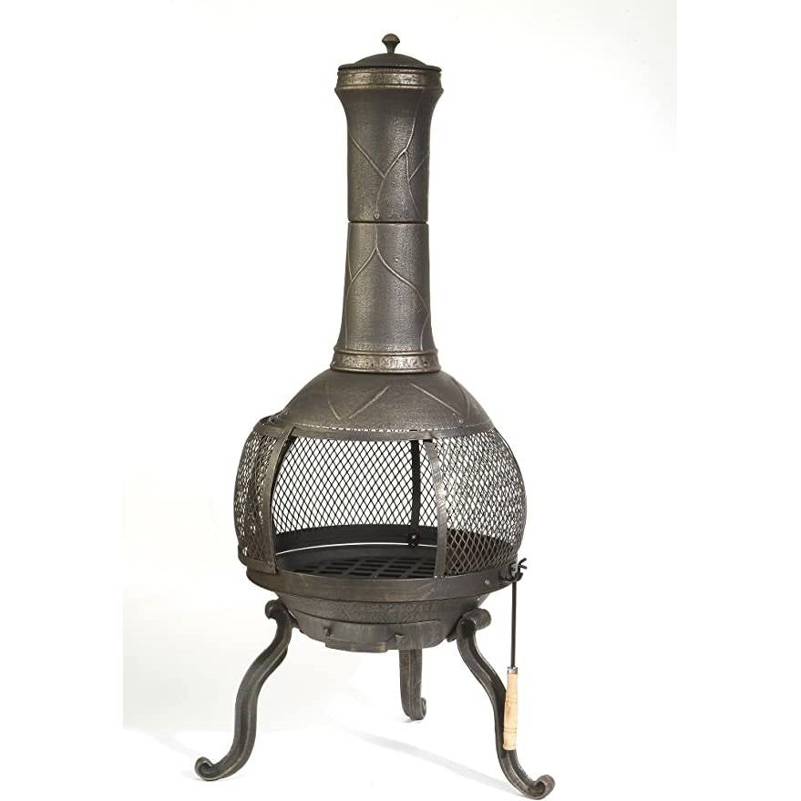 Rustic Outdoor Steel Cast Iron Chimenea Wood Fire Pit-0