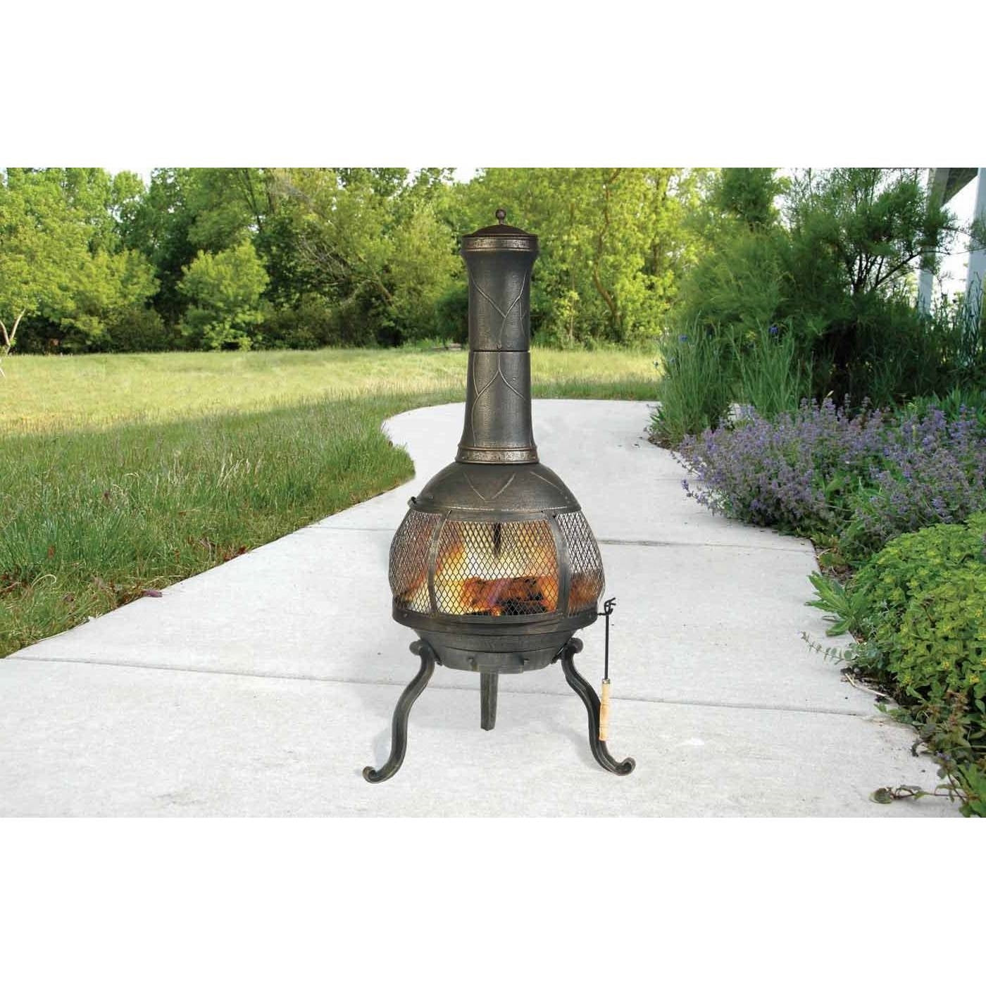 Rustic Outdoor Steel Cast Iron Chimenea Wood Fire Pit-3