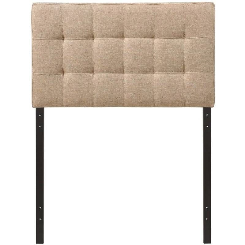 Twin size Modern Beige Tan Taupe Fabric Tufted Upholstered Headboard-1