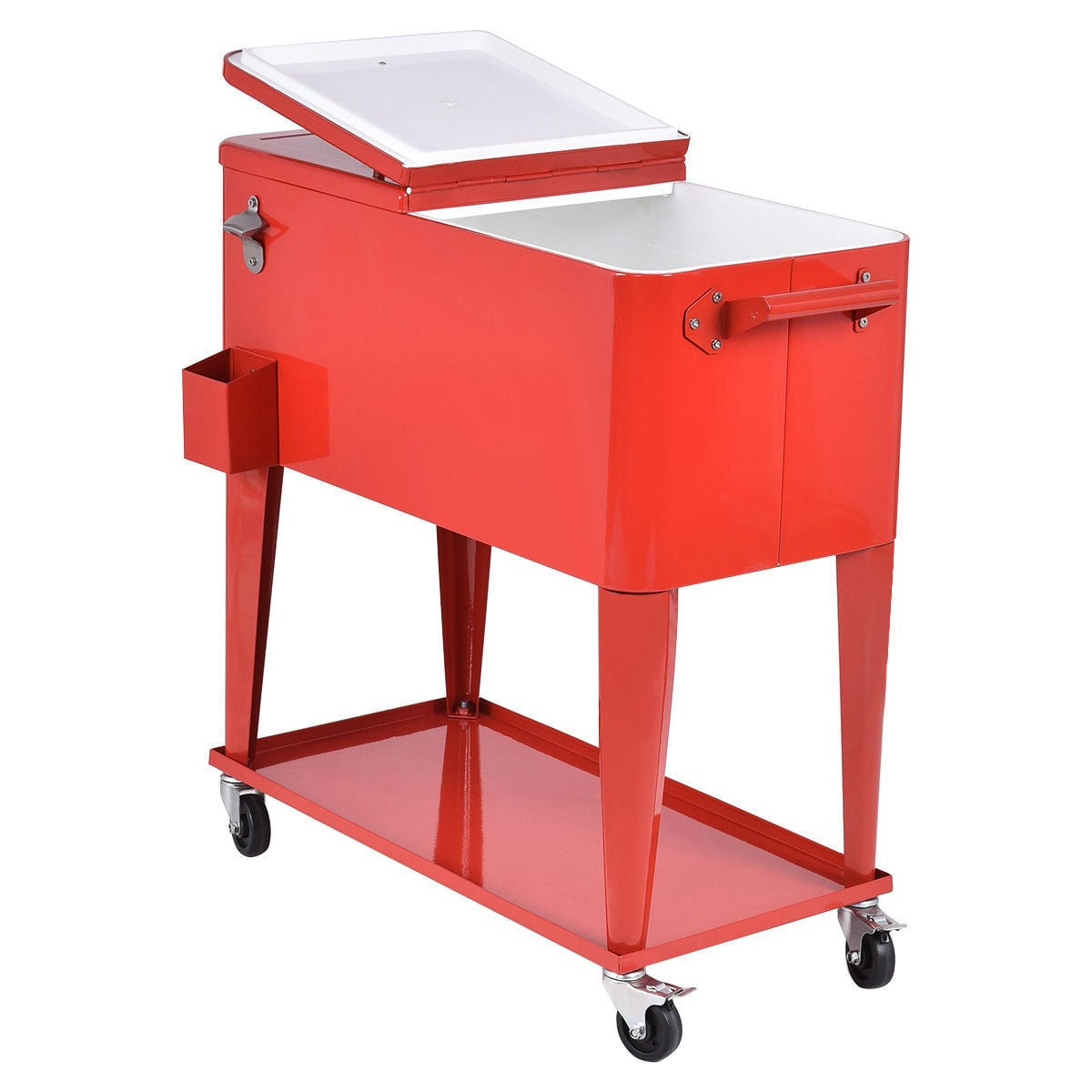 80 Quart Red Sturdy Rolling Steel Construction Cooler-0