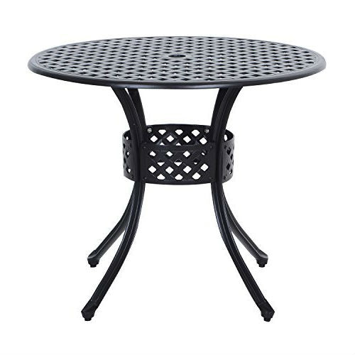 Round Metal 36-inch Outdoor Patio Table in Black Cast Aluminum-0