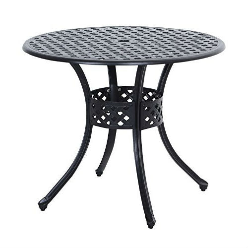 Round Metal 36-inch Outdoor Patio Table in Black Cast Aluminum-1