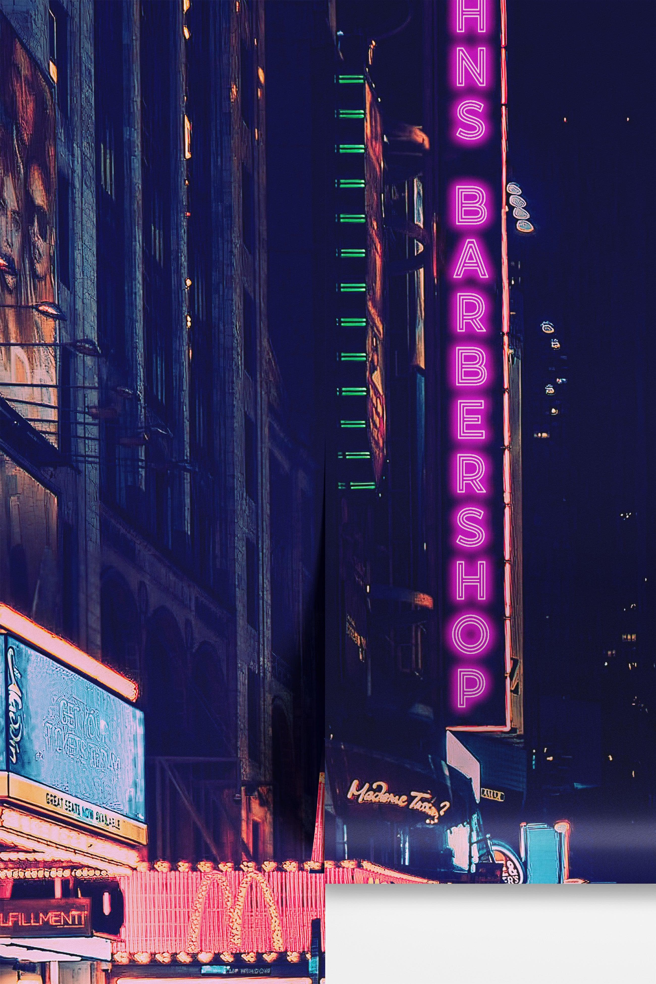 Personalized Neon Name on City Billboard Wall Mural. #6595