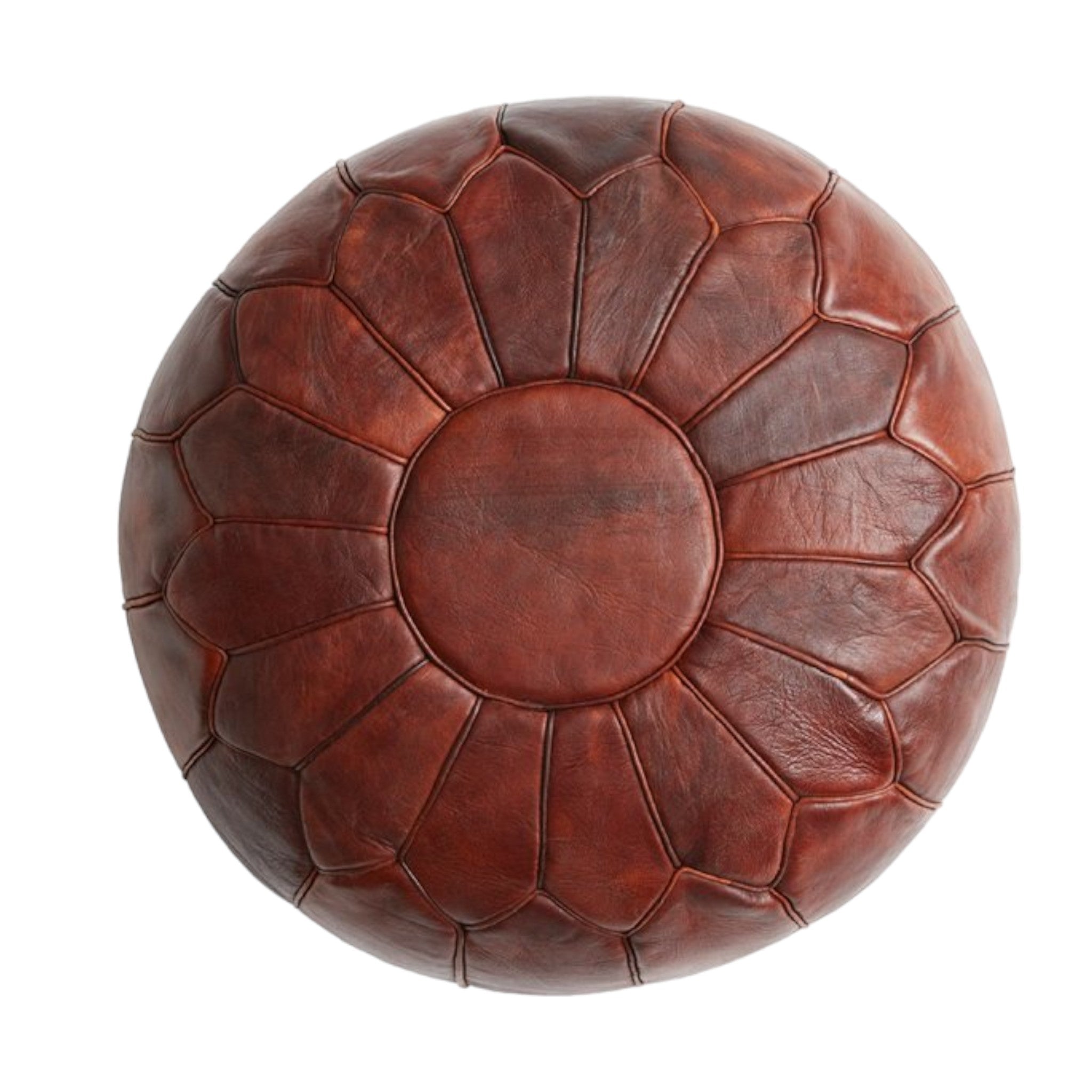 Warmth and Style: Moroccan Brown Round Pouf for Enduring Comfort-0