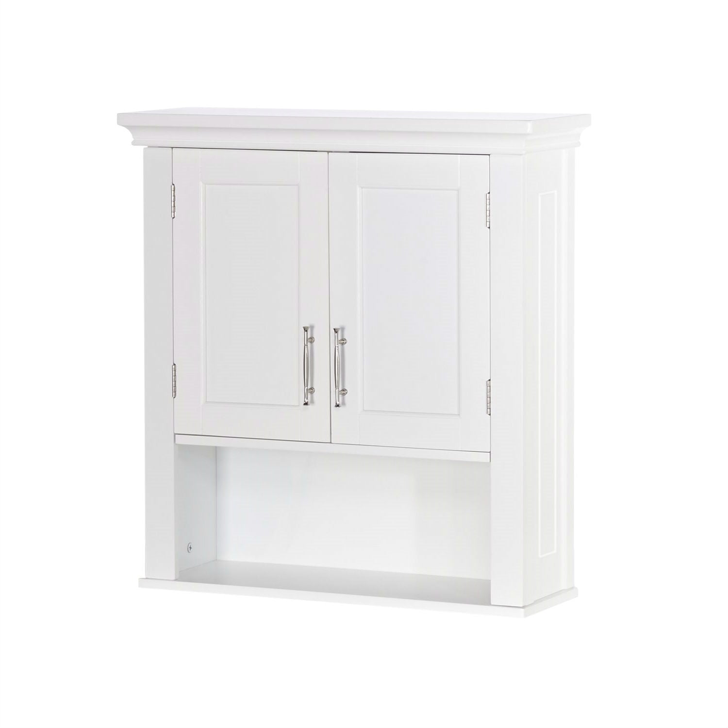 White Bathroom Wall Cabinet Cupboard with Open Shelf-0