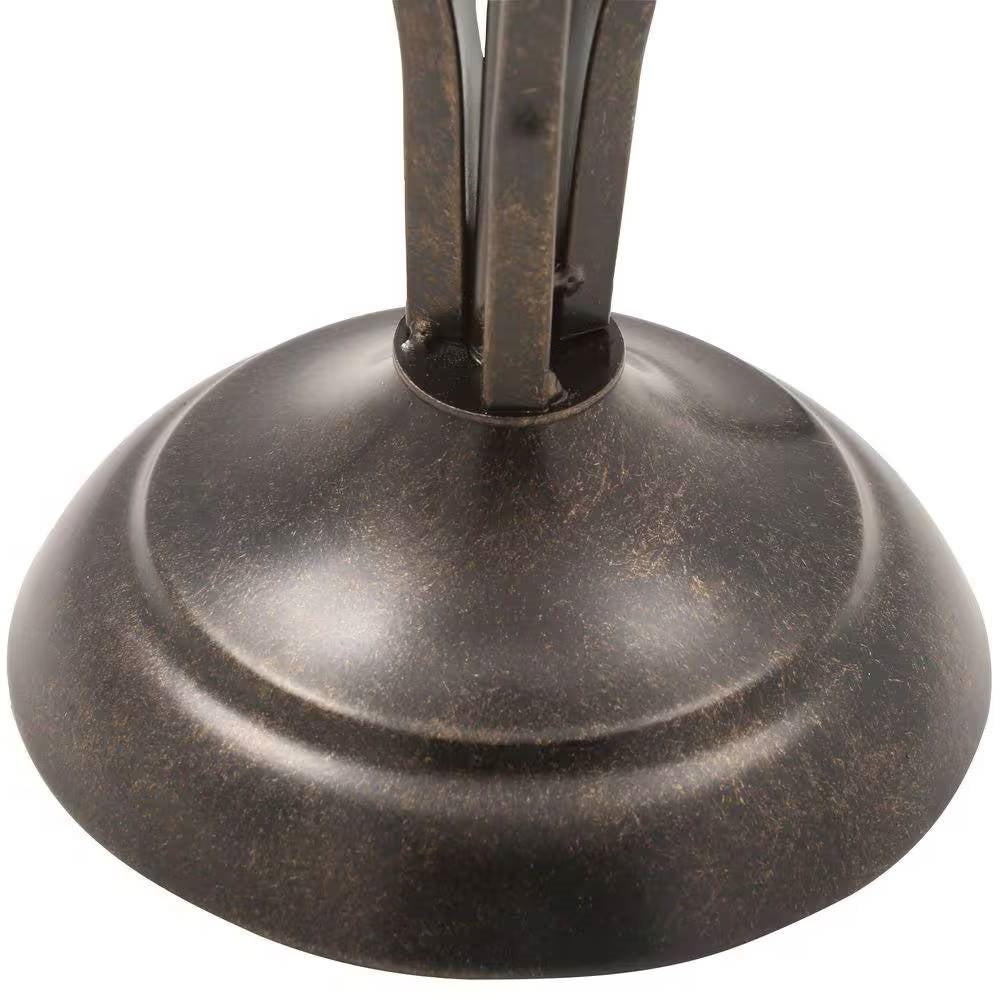 Traditional Bronze Metal Finish Table Lamp with Beige Linen Shade-4