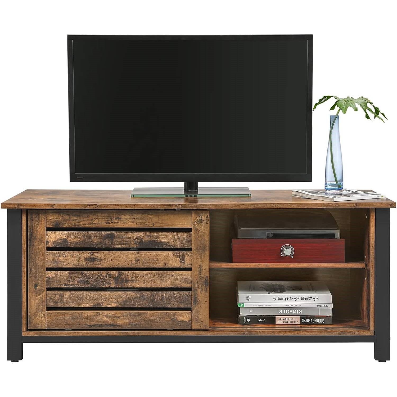 Farmhouse TV Stand Entertainment Center w/ Sliding Wood Doors for TV up to 50-in-0