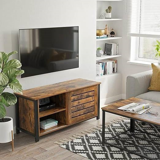 Farmhouse TV Stand Entertainment Center w/ Sliding Wood Doors for TV up to 50-in-2