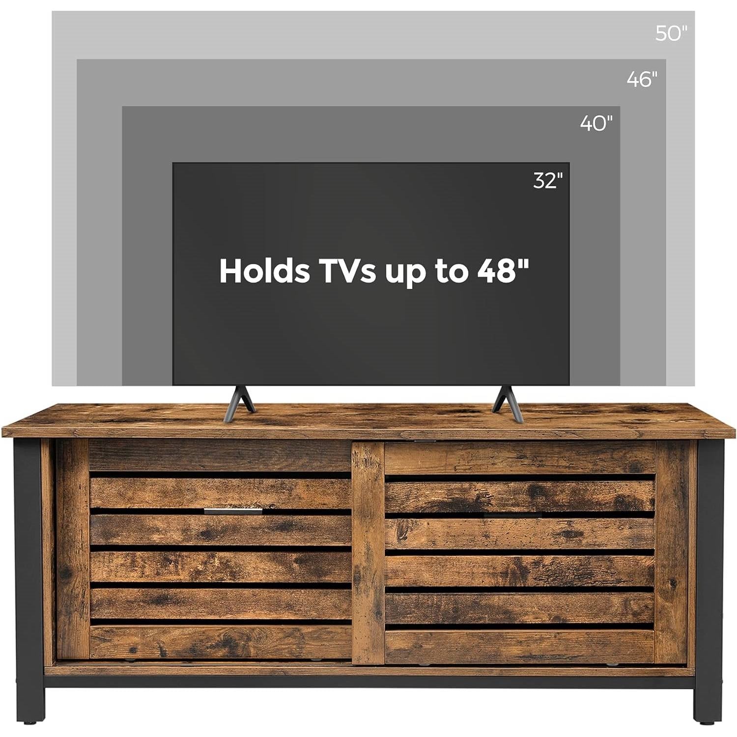 Farmhouse TV Stand Entertainment Center w/ Sliding Wood Doors for TV up to 50-in-3