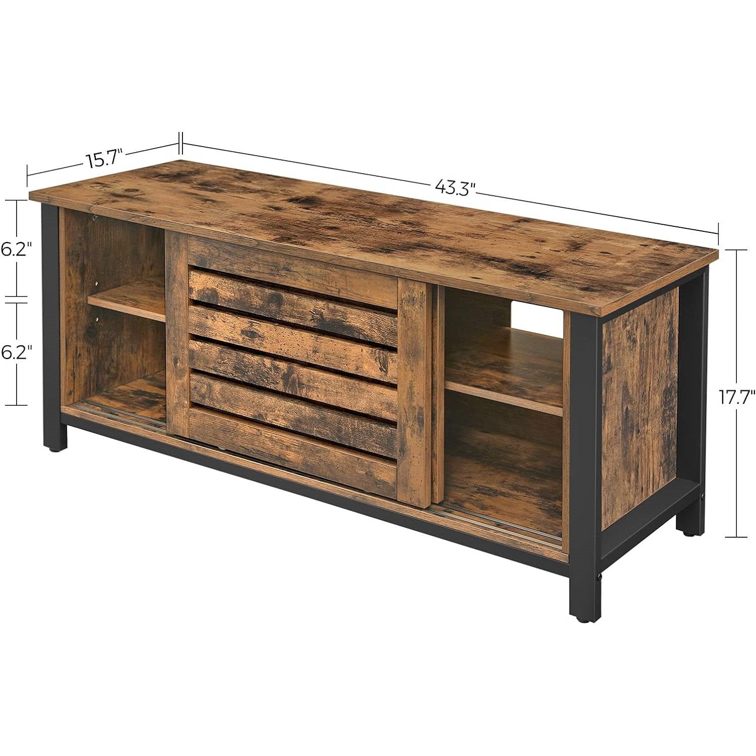 Farmhouse TV Stand Entertainment Center w/ Sliding Wood Doors for TV up to 50-in-4