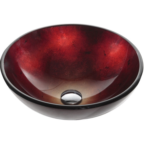 Round Red Tempered Glass Bowl Shape Vessel Bathroom Sink-0