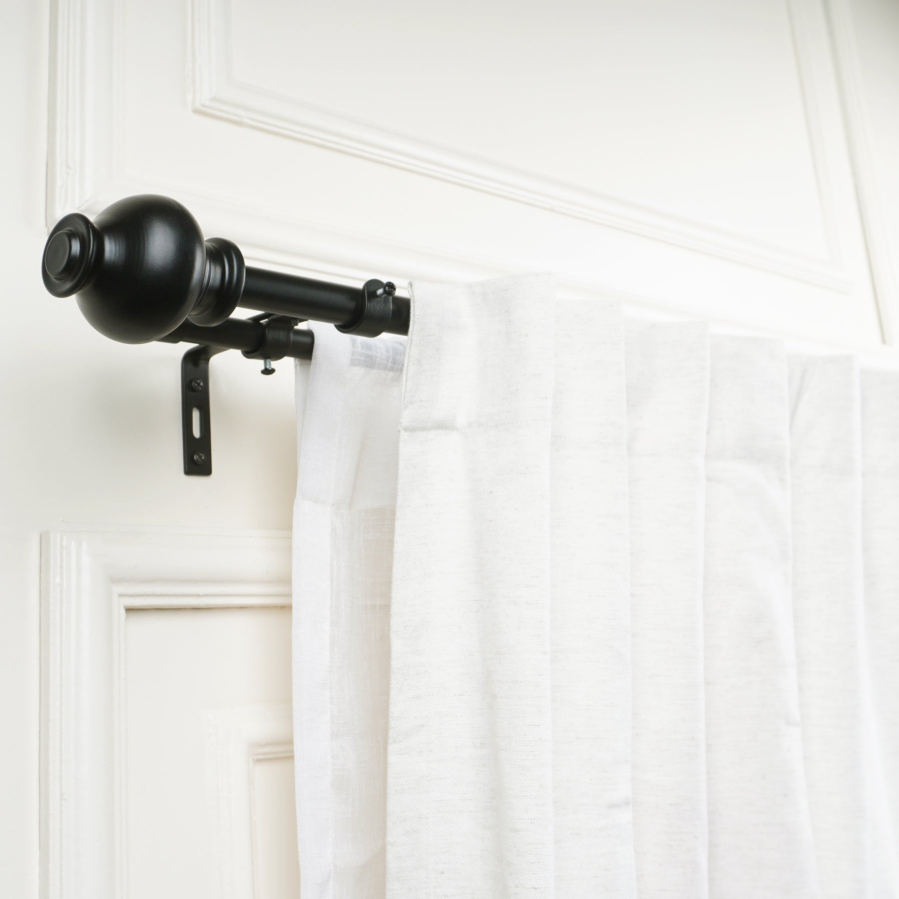 Black Double Curtain Pole | Urn Finials | Rustproof | 25KG Load | Traditional Style-2