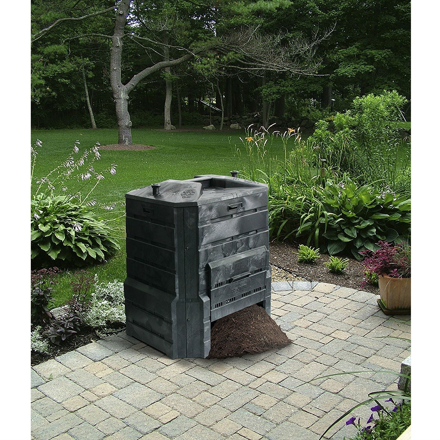 Black Plastic Compost Bin Composter for Home Garden Composting - 94 Gallon-1