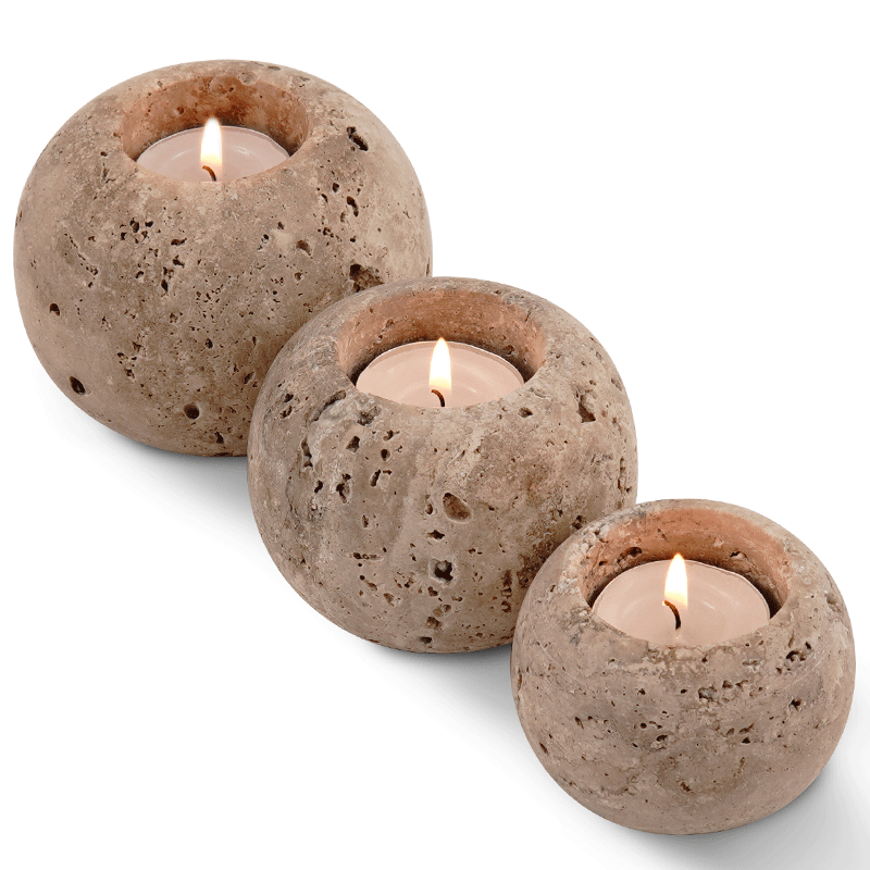 Radicaln Marble Tealight Candle Holder Set of 3 - Pillar Candle Holder-1