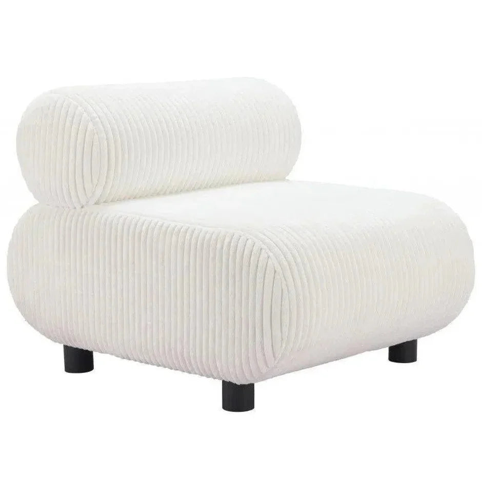 Rahat Wood White Armless Accent Chair