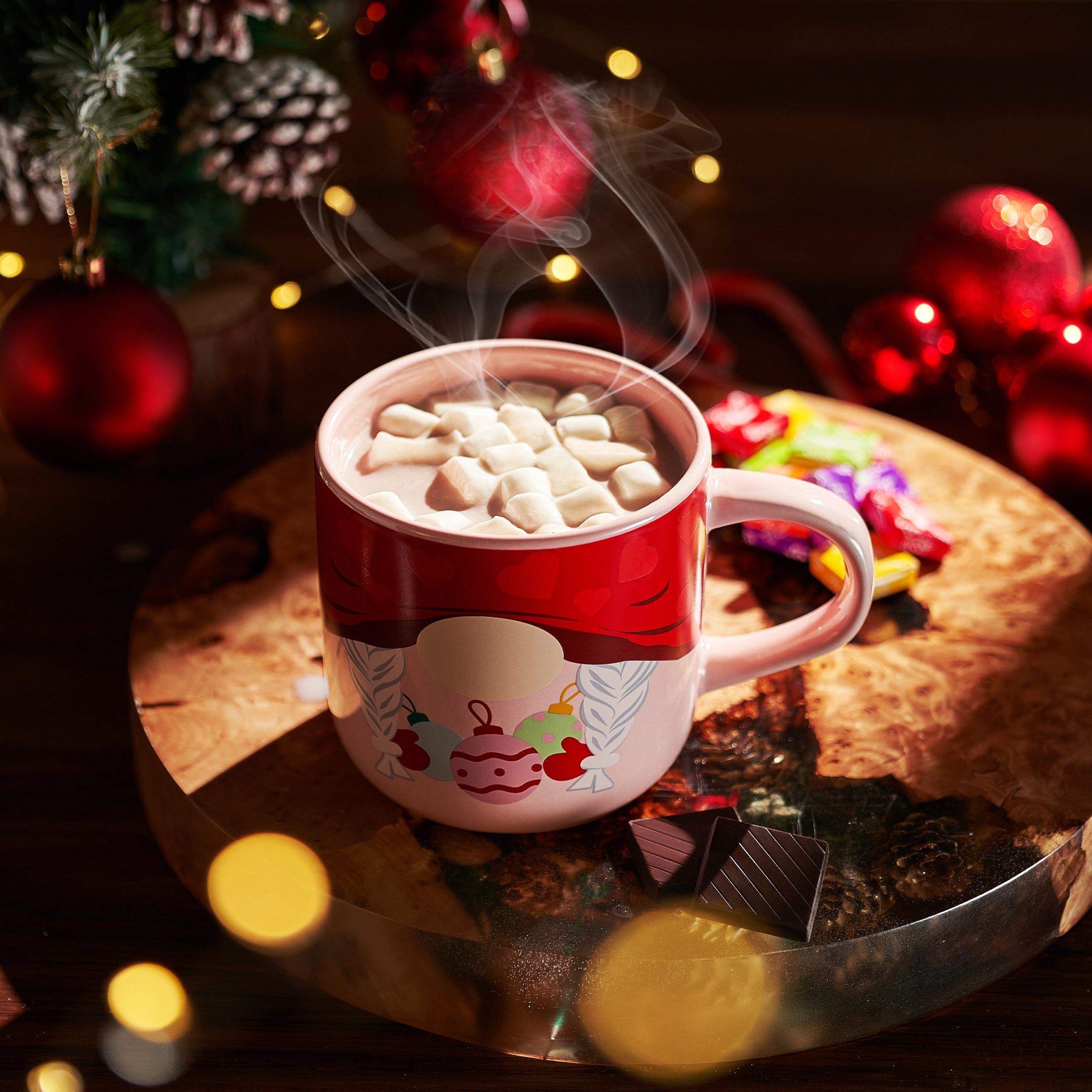 Mug With Hot Cocoa Mix & Marshmallows - Delicious Double Hot Chocolate Mix Filled with Marshmallow - Kids Fun Gift Holiday Santa Elves Christmas, Ceramic Childrens Eggnog Festive Gifts, Red Elf Mug-4