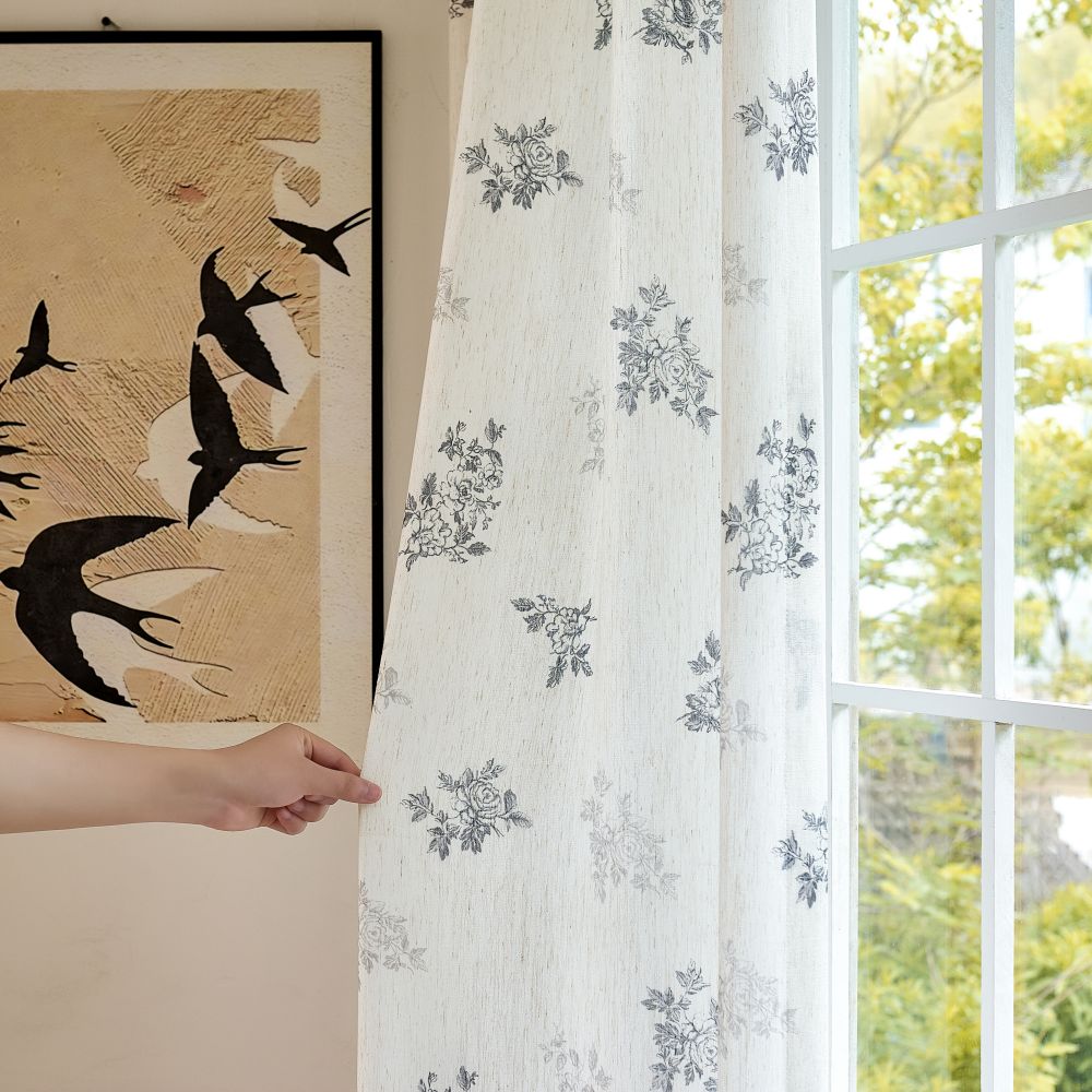 Reeta Subtle Botanical Cafe Curtains