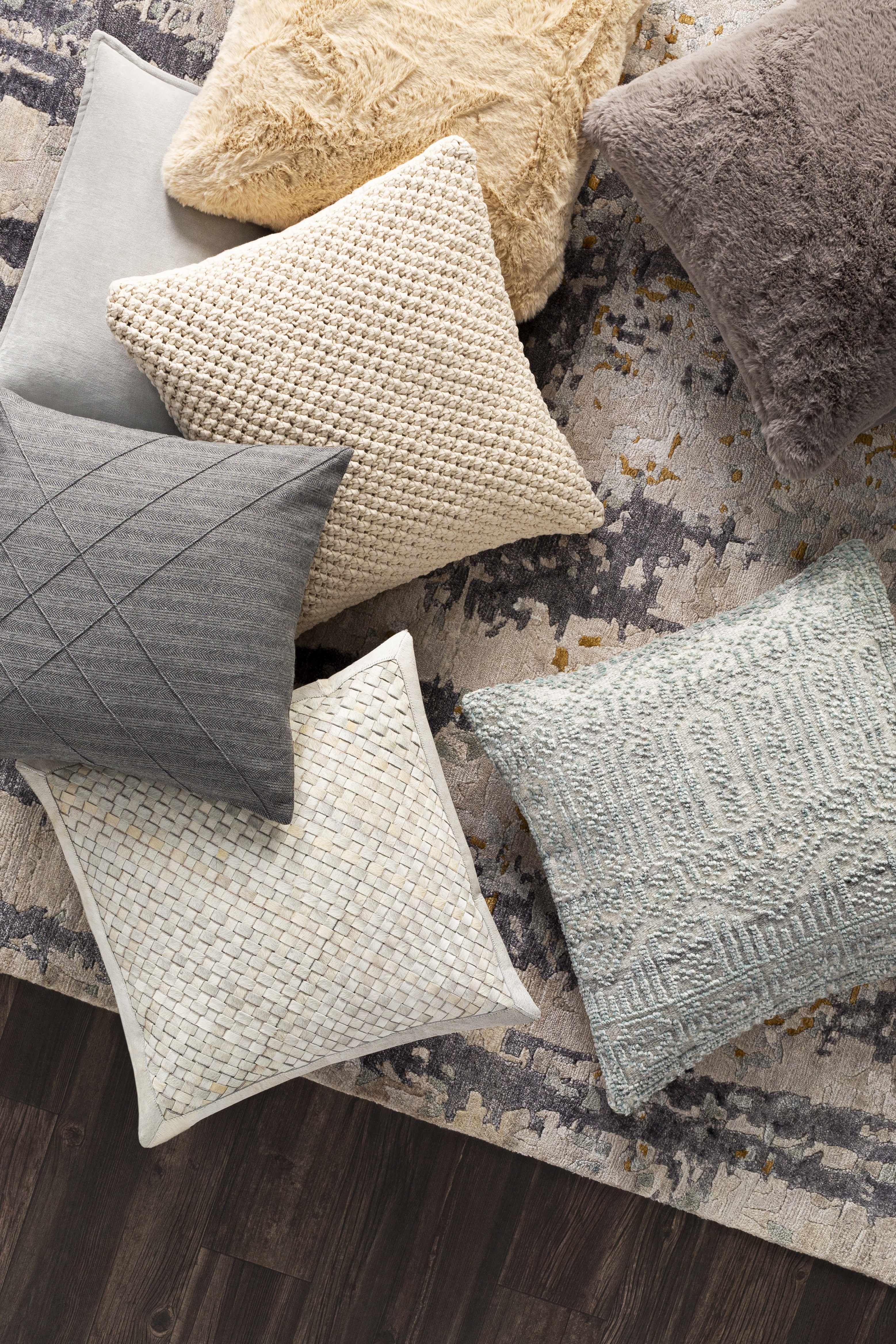 Shreveport Gray Faux Fur Accent Pillow - Clearance-1