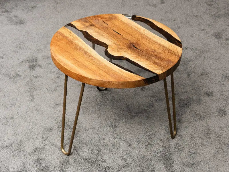 Round Side - End - Accent Table with Straight Edge | Voronoi